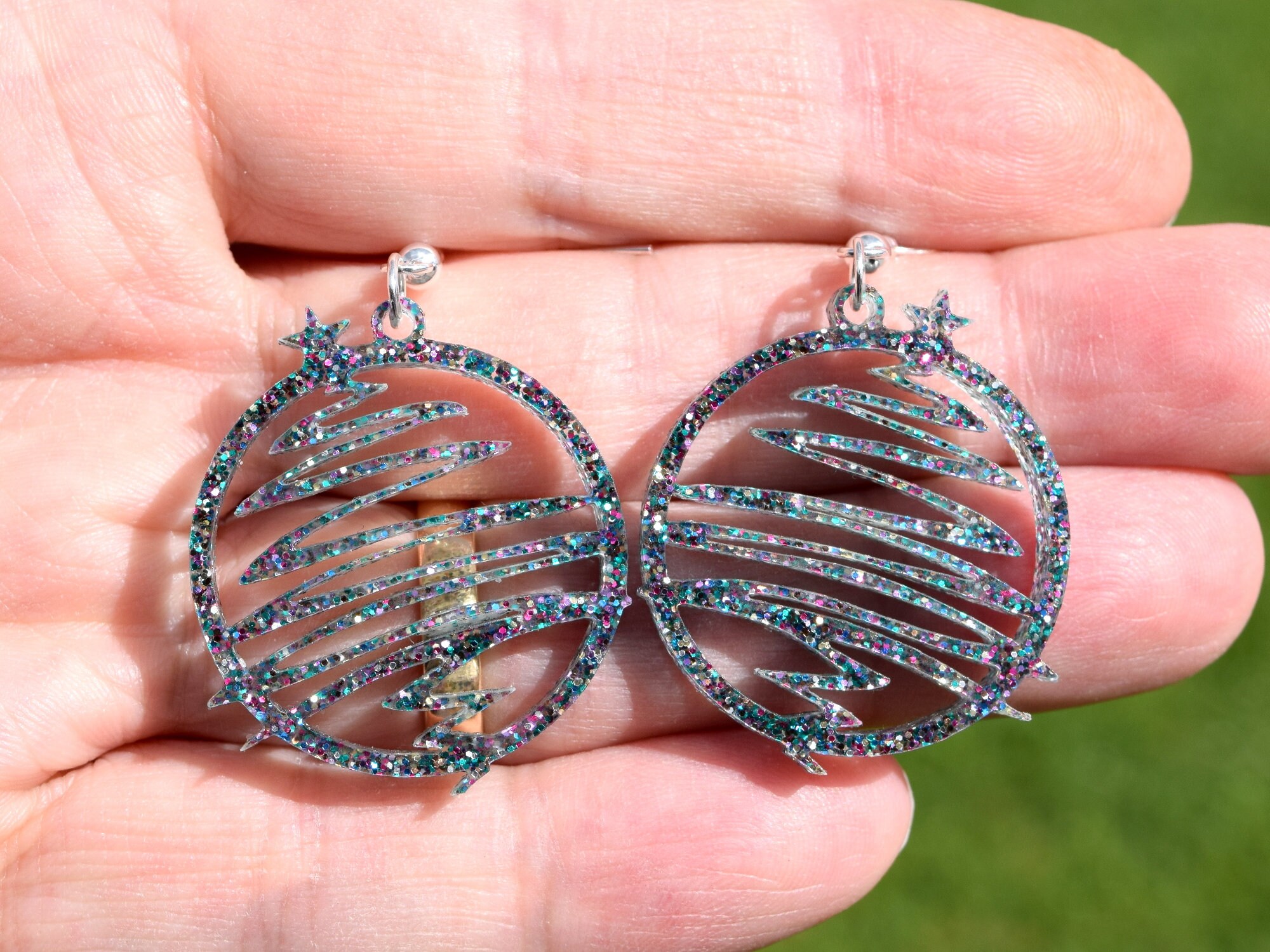 Glitter Christmas Tree Earrings Christmas earrings modern  Etsy