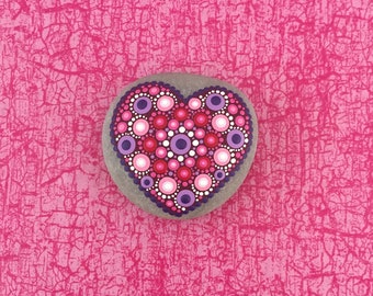 Heart-Stone Love - handpainted mandala-stone in heart-shape as a gift for a loved one, for meditation, yoga or decoration