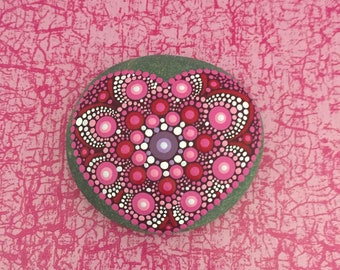 Heart-Stone Sweetheart - handpainted mandala-stone in heart-shape as a gift for a loved one, for meditation, yoga or decoration