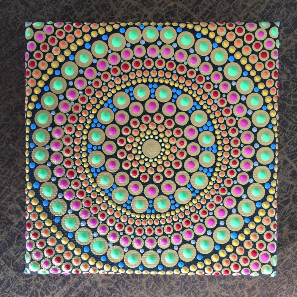 Mandala Beautiful India Colorful Handpainted Dotting Mandala Etsy