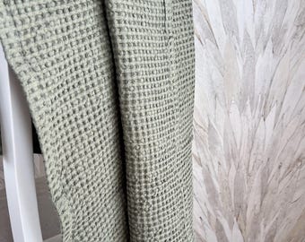 Sage Green Waffle Linen Baby Blanket | Soft Breathable Towel | Sun Protection Stroller Cover | Organic Newborn Gift | Custom Toddler Bedding