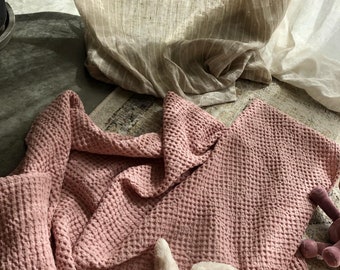 Aesthetic Waffle Baby Blanket, Linen Cotton Boho Nursery Throw, Neutral Newborn Swaddle, Soft Breathable Toddler Blanket, Baby Shower Gift