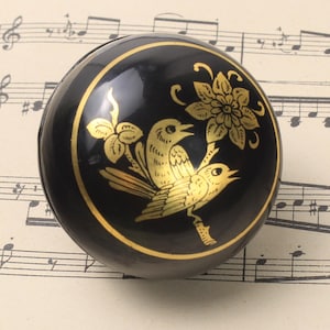 Caja para anillos lacada japonesa vintage: diseño floral de pájaros