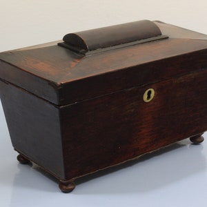 Georgian Sarcophagus Tea Caddy, Regency Tea Caddy, Antique Wooden Tea Caddy