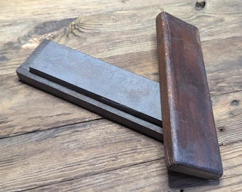 Edwardian Sharpening Stone in Wooden Case, Antique Whetstone