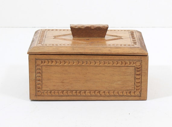 cigarette desk box Vintage 1930s Wooden Desk Cigarette Box