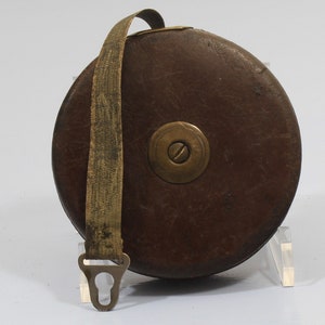 Vintage 66ft Tape Measure in Brown Leather Case - Rabone Chesterman Tape Measure