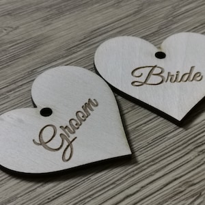 Personalized wooden heart place cards wedding favors. Wedding name tags place cards, L17 image 6