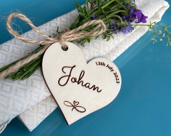 Heart-shaped Wooden Name Tags | Unique Wedding Favors | Favors in bulk for guests