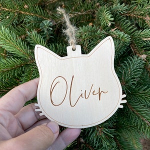 Custom Cat Name Christmas Tree Decor, Laser Cut Cat Name Christmas Bauble, CT4 image 3