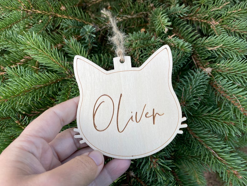 Custom Cat Name Christmas Tree Decor, Laser Cut Cat Name Christmas Bauble, CT4 image 3