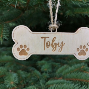 Nom personnalisé Chien Noël Ornement Bone Shape with Paw Print, Dog Custom Christmas Decoration for Pet Lovers, A5 Style 6