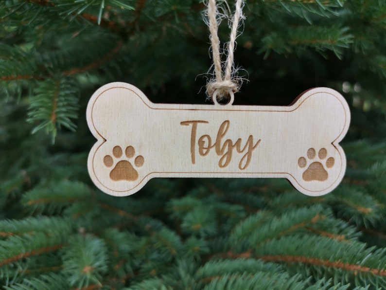 Nom personnalisé Chien Noël Ornement Bone Shape with Paw Print, Dog Custom Christmas Decoration for Pet Lovers, A5 Style 6