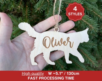 Personalized Name Christmas Ornament for Cats, Custom cat ornament, Custom cat Name Christmas Decoration, CT5