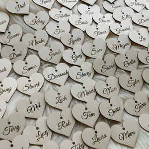 Personalized wooden heart place cards wedding favors. Wedding name tags place cards, L17 image 3