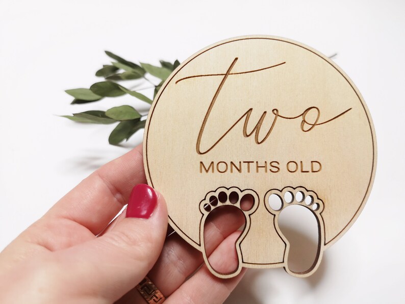 Wood Milestone Cards Wooden Baby Monthly Milestones Hello Etsy