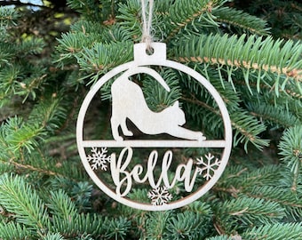 Custom Cat Name Christmas Tree Ornament, Laser Cut Cat Custom Name Christmas Decoration, CT3