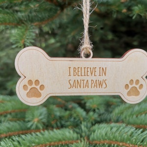 Nom personnalisé Chien Noël Ornement Bone Shape with Paw Print, Dog Custom Christmas Decoration for Pet Lovers, A5 Style 2