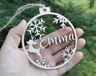 Personalized Wooden Snowflake Christmas Ornament: Custom Name Keepsake