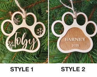 Personalized Dog Christmas Tree Bauble with Name, Dog Custom Name Christmas Decoration, A2