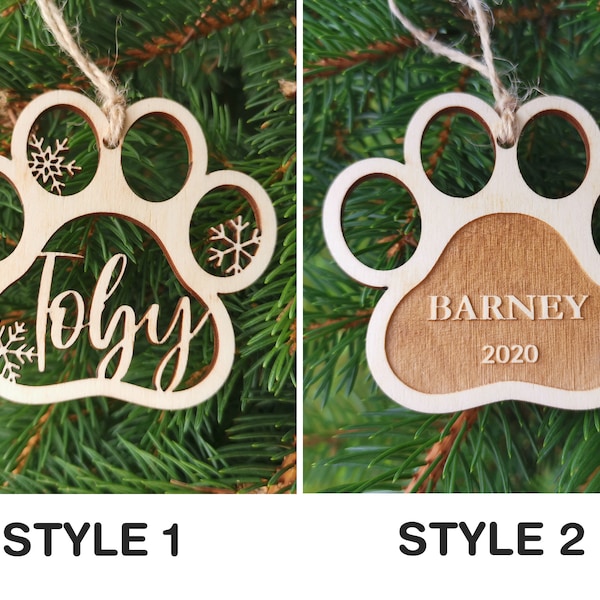 Gepersonaliseerde hond kerst ornament met naam, hond aangepaste kerst ornament huisdier cadeau voor hondenliefhebbers, A2