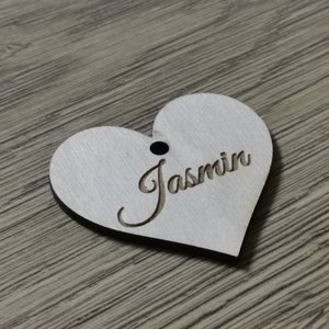 Personalized wooden heart place cards wedding favors. Wedding name tags place cards, L17 image 5