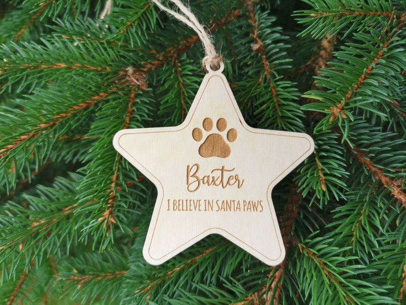 Personalized Dog Christmas Ornament with Name and Paw Print, Dog Custom Christmas Ornament Pet Gift for Dog Lovers, A1 Style 1
