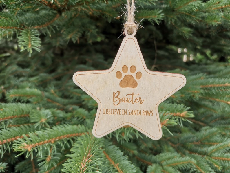 Personalized Dog Christmas Ornament with Name and Paw Print, Dog Custom Christmas Ornament Pet Gift for Dog Lovers, A1 image 4