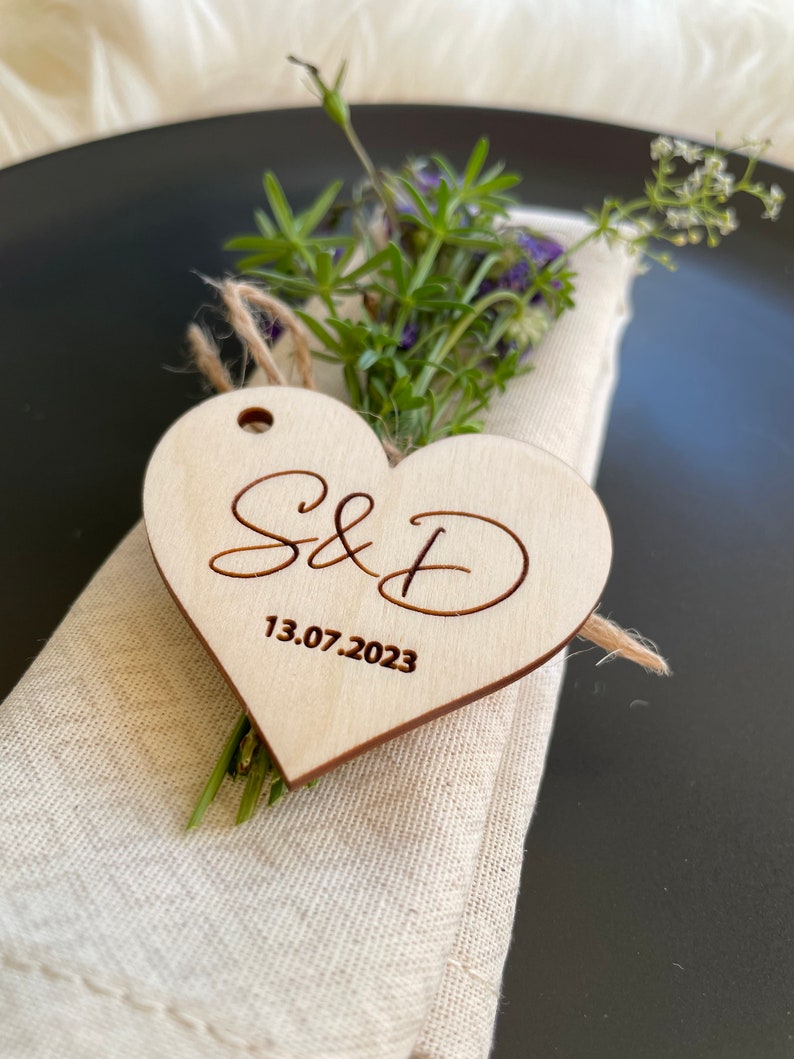 Personalized Wedding Place Names Heart Place Cards Wedding image 4