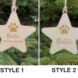Personalized Dog Christmas Ornament with Name and Paw Print, Dog Custom Christmas Ornament Pet Gift for Dog Lovers, A1 image 3