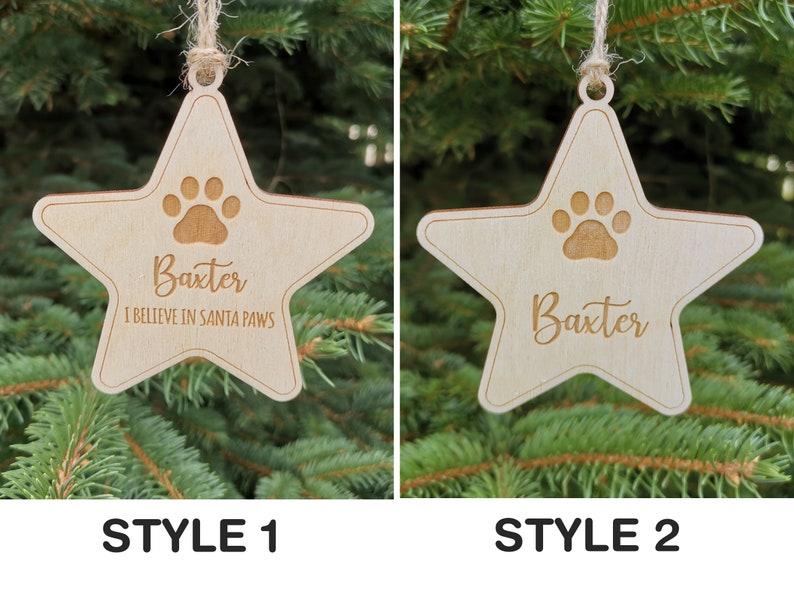 Personalized Dog Christmas Ornament with Name and Paw Print, Dog Custom Christmas Ornament Pet Gift for Dog Lovers, A1 image 3