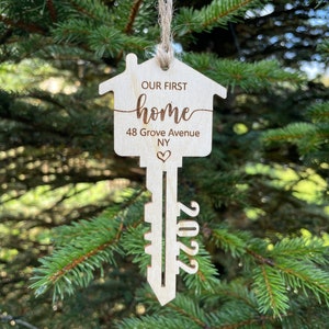 Our First Home Ornament, First Christmas in Our New Home Ornament, Christmas Key Ornament, New House Ornament, Wooden House Ornament , C32 image 4