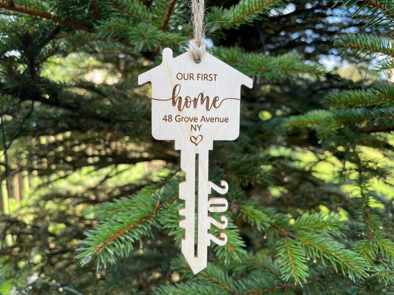 Our First Home Ornament, First Christmas in Our New Home Ornament, Christmas Key Ornament, New House Ornament, Wooden House Ornament , C32 image 4