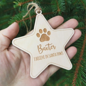 Personalized Dog Christmas Ornament with Name and Paw Print, Dog Custom Christmas Ornament Pet Gift for Dog Lovers, A1 image 1