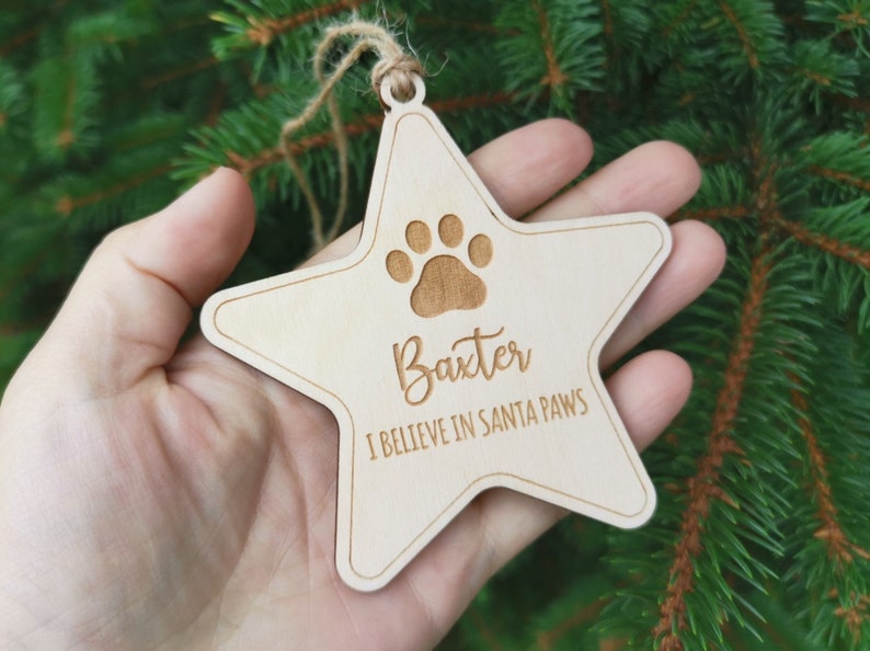 Personalized Dog Christmas Ornament with Name and Paw Print, Dog Custom Christmas Ornament Pet Gift for Dog Lovers, A1 image 1