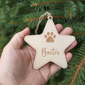 Personalized Dog Christmas Ornament with Name and Paw Print, Dog Custom Christmas Ornament Pet Gift for Dog Lovers, A1 image 6
