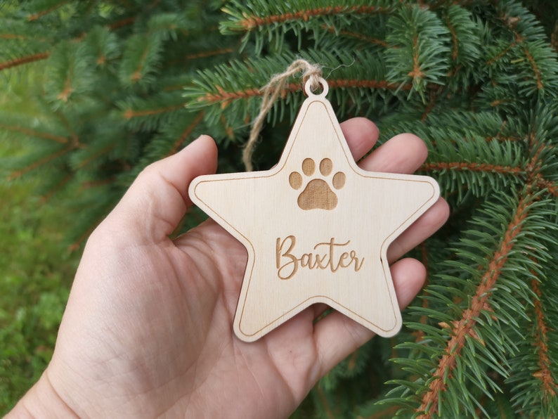 Personalized Dog Christmas Ornament with Name and Paw Print, Dog Custom Christmas Ornament Pet Gift for Dog Lovers, A1 image 6