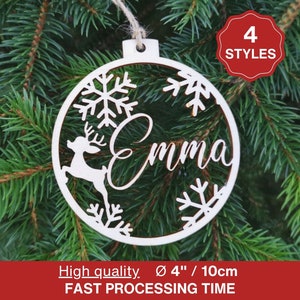 Ciondolo con decorazioni natalizie personalizzate Tag regalo di NATALE Bagattelle di Natale personalizzate con nomi tagliati al laser, C1