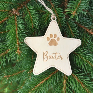 Personalized Dog Christmas Ornament with Name and Paw Print, Dog Custom Christmas Ornament Pet Gift for Dog Lovers, A1 Style 2