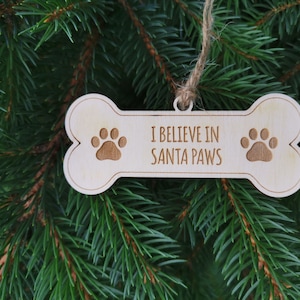 Nom personnalisé Chien Noël Ornement Bone Shape with Paw Print, Dog Custom Christmas Decoration for Pet Lovers, A5 Style 3