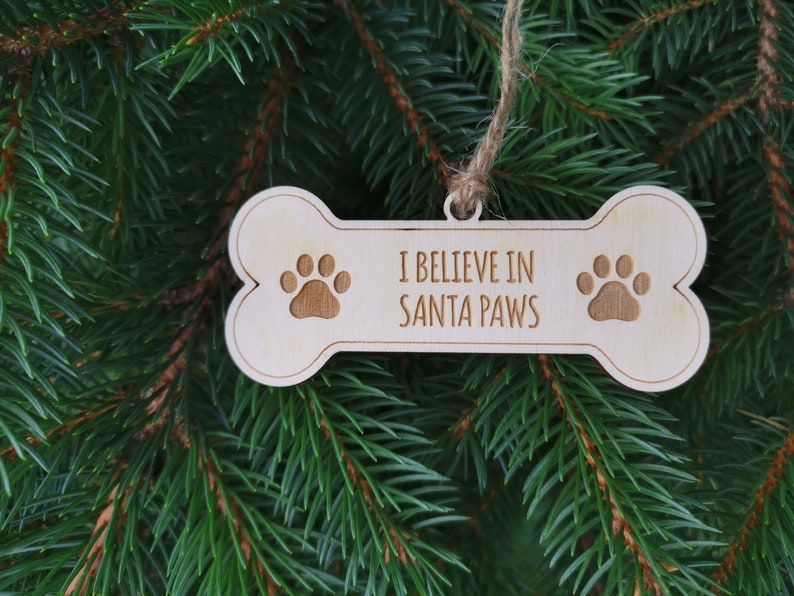 Nom personnalisé Chien Noël Ornement Bone Shape with Paw Print, Dog Custom Christmas Decoration for Pet Lovers, A5 Style 3