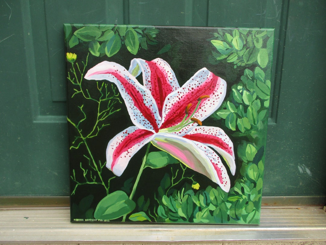 Tiger Lily Art Flower Painting Floral Art Canvas Art Wall Etsy
