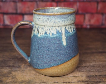 Alehouse Mug | Blue Drip Mug| 18oz - 24oz | Stoneware | Handmade Ceramic Mug | Gift | Pottery | Ready to Ship