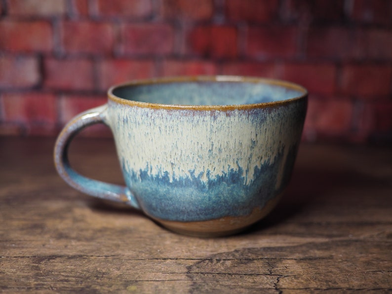 Tasse à soupe Tasse bleue Grès Mug en céramique fait main Cadeau Poterie Prêt à expédier image 2