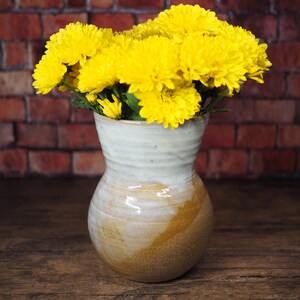 Rustic Brown and White Flower Vase Ceramic Vase Ceramic Bottle Handmade Pottery 画像 3