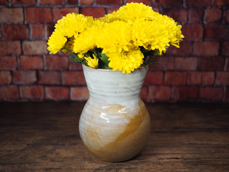 Rustic Brown and White Flower Vase Ceramic Vase Ceramic Bottle Handmade Pottery image 3