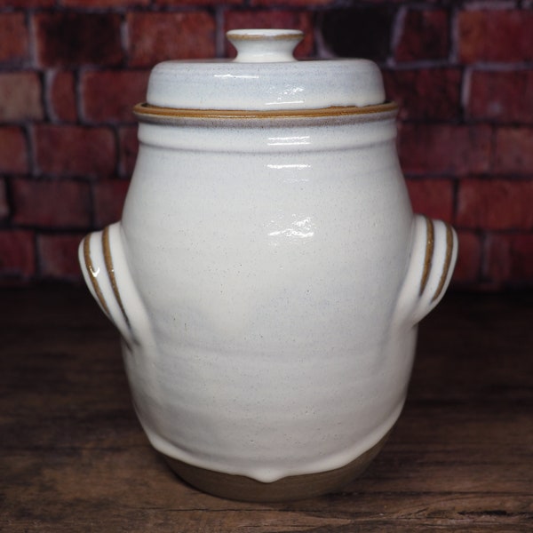 Rustic White Fermentation Crock - 2 Quart | With Weights | Fermenting | Pickling | Kimchi | Sauerkraut | Ready to Ship