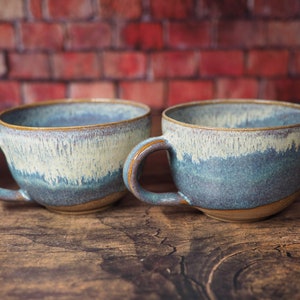 Tasse à soupe Tasse bleue Grès Mug en céramique fait main Cadeau Poterie Prêt à expédier image 6
