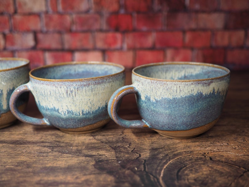 Tasse à soupe Tasse bleue Grès Mug en céramique fait main Cadeau Poterie Prêt à expédier image 6