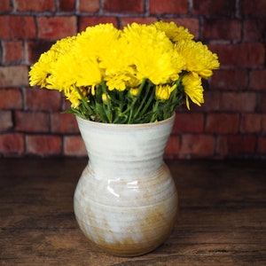 Rustic Brown and White Flower Vase Ceramic Vase Ceramic Bottle Handmade Pottery image 2